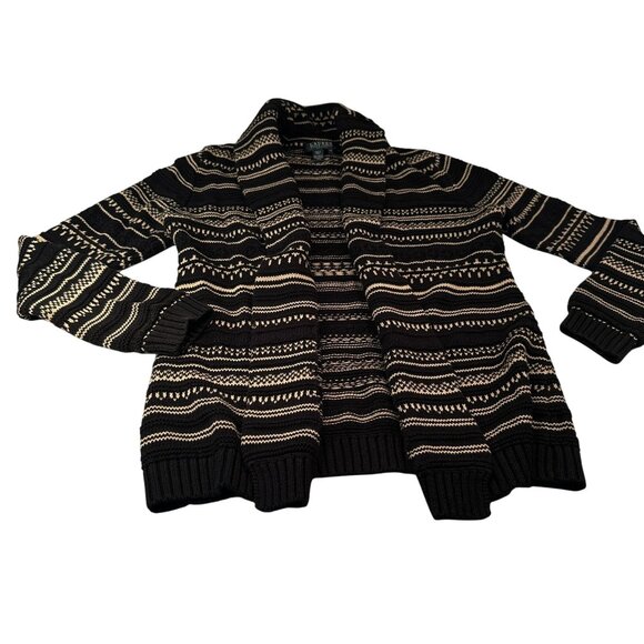 Lauren Ralph Lauren Petite Open Front Cardigan Sweater Linen Cotton Womens Knit - Picture 1 of 16